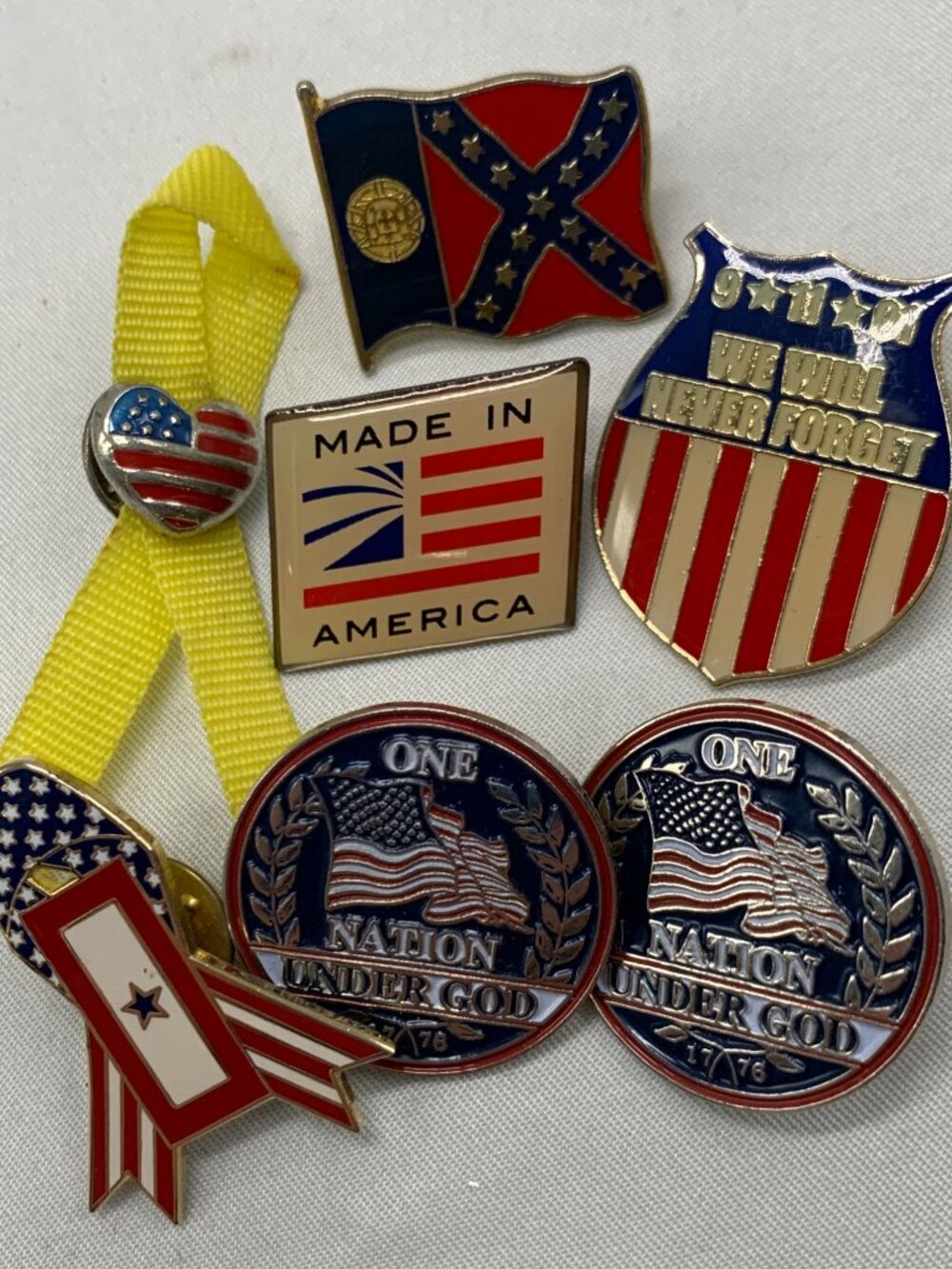 7 PC Patriotic Pin Collection with Various Designs Jewelry Patriotic